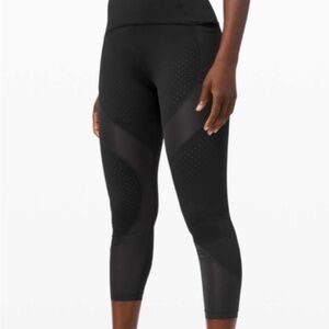 Lululemon Black  Uncovered Strength High-Rise Black Leggings Crop 23” Size 8